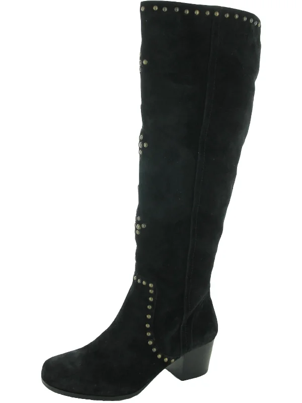 Fortune Womens Suede Block Heel Knee-High Boots