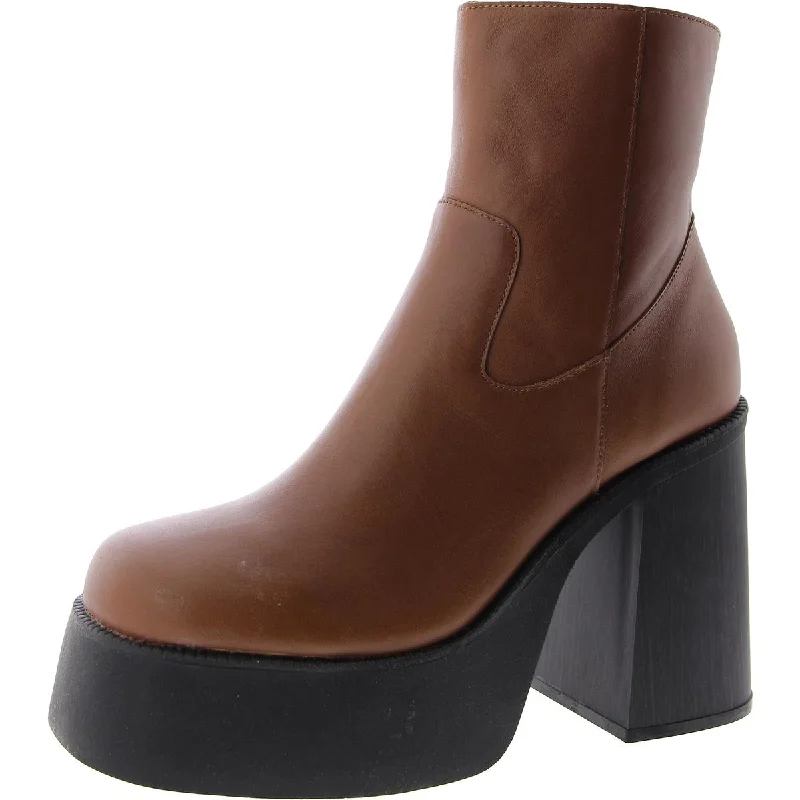 Acacia Womens Leather Block Heel Ankle Boots