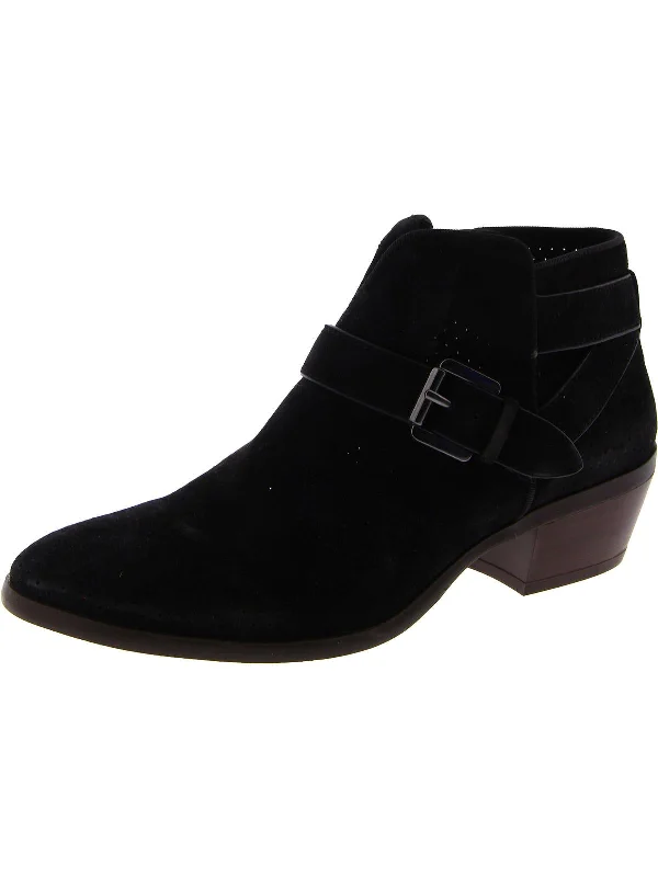 Patrish Womens Suede Block Heel Ankle Boots