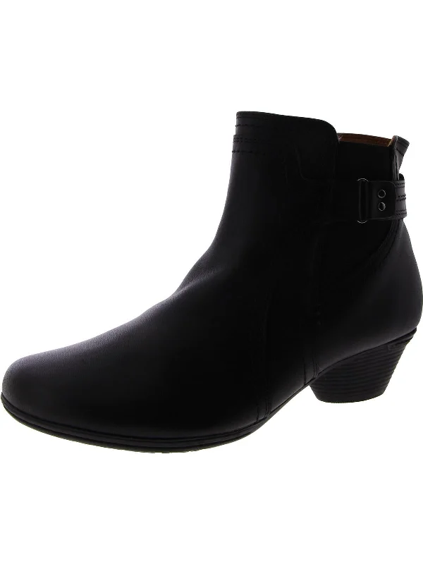 Womens Leather Zipper Ankle Boots