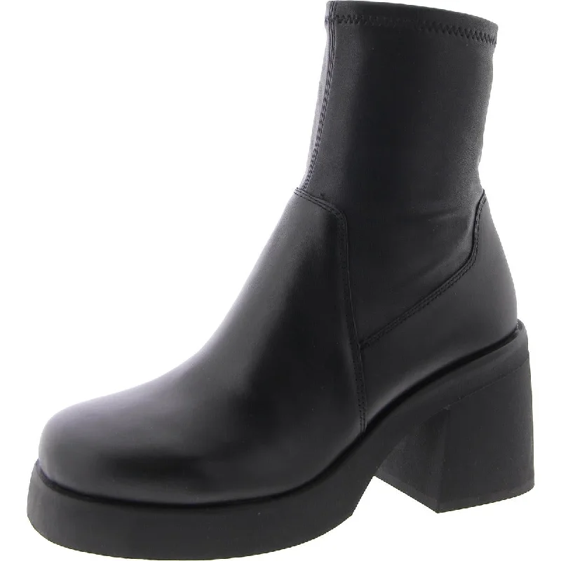 Zeldie  Womens Leather Solid Mid-Calf Boots