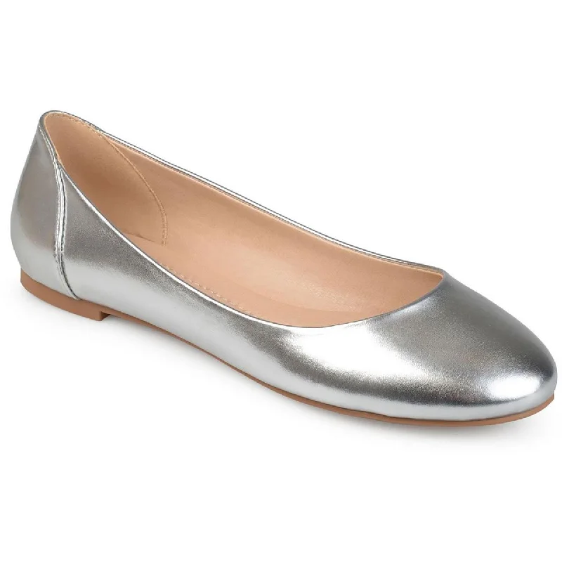 Journee Collection Womens Metallic Round Toe Ballet Flats