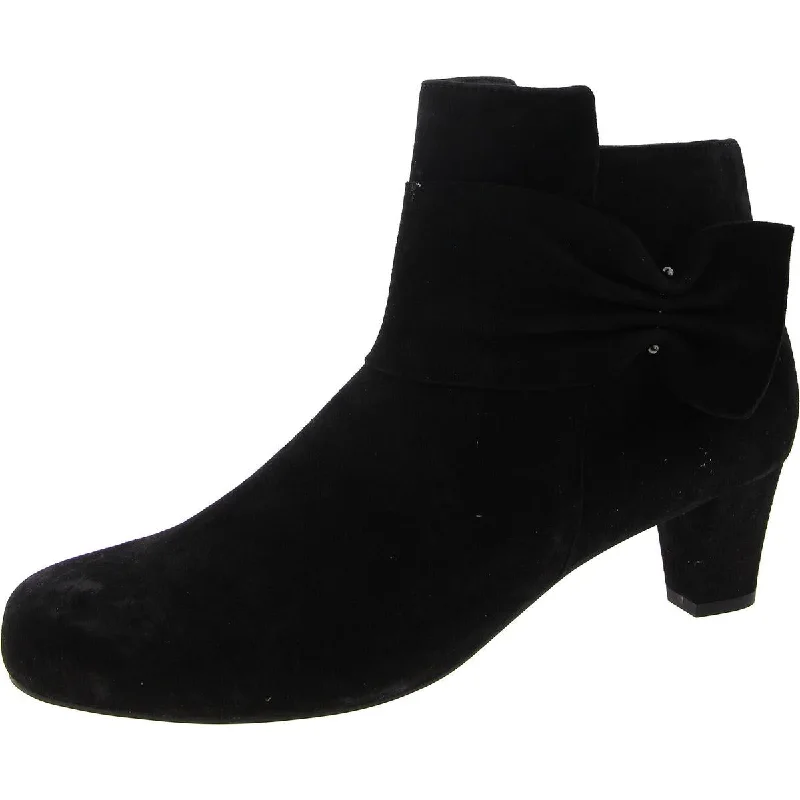 Womens Leather Round toe Ankle Boots