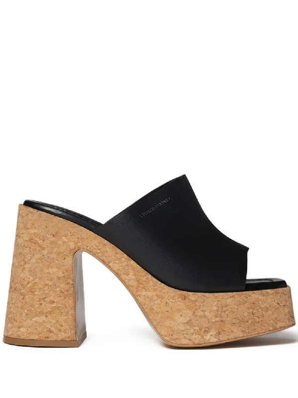 STELLA MCCARTNEY Eco-Friendly Square Open Toe Cork Platform Heels