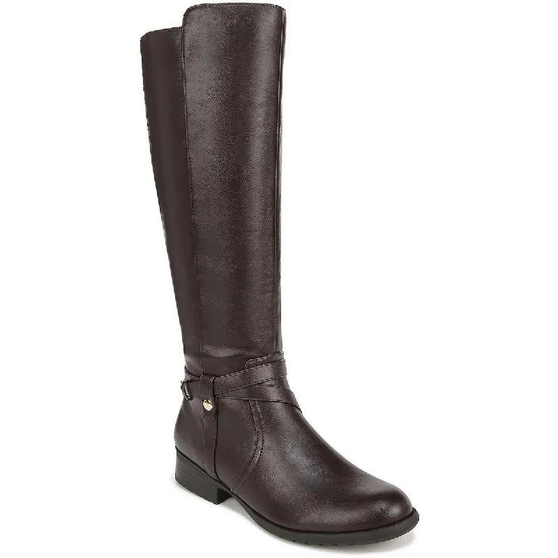 Xtrovert Womens Faux Leather Wide Calf Riding Boots