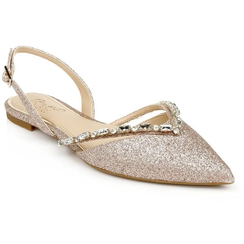 Jewel Badgley Mischka Womens Camden Glitter Embellished Slingbacks