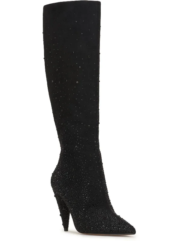 Maryeli Womens Faux Suede Embellished Knee-High Boots