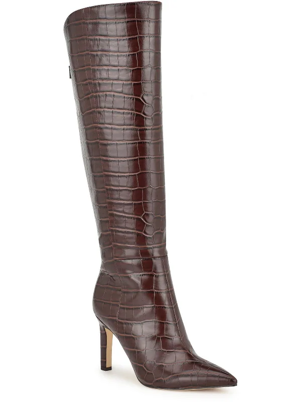 Napts 3 Womens Faux Leather Pointed Toe Knee-High Boots