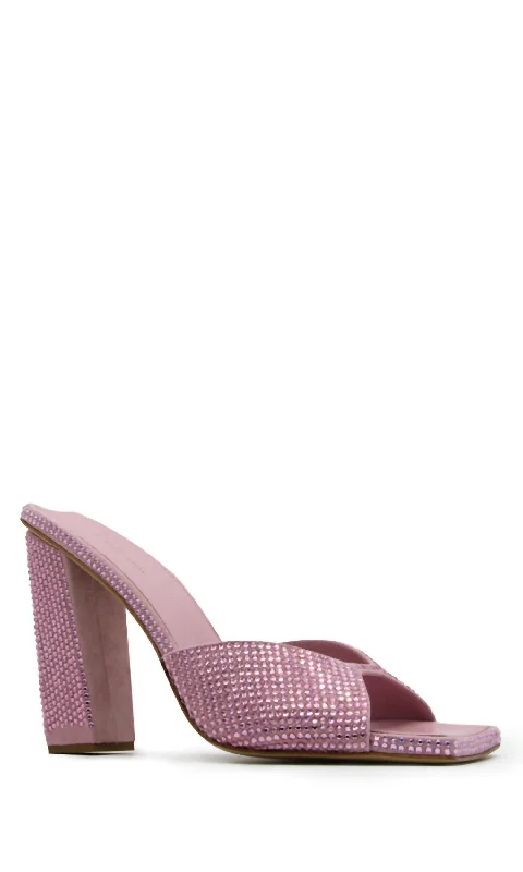 Block Heel Mule Strass In Pink