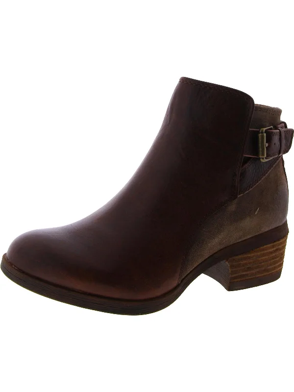 Creston Womens Suede Stacked Ankle Boots