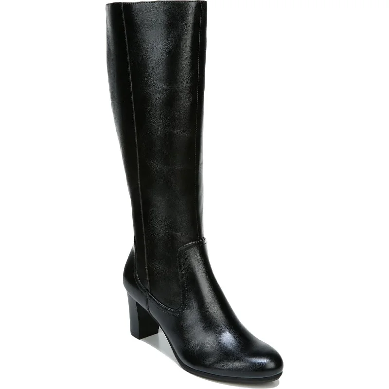 MIssy Womens Faux Leather Medium Heel Knee-High Boots