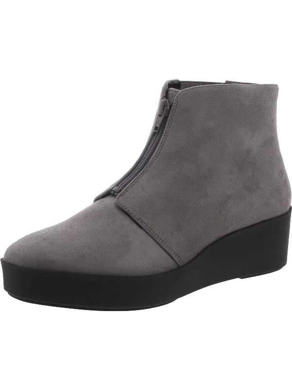 Carin Womens Faux Suede Zipper Ankle Boots