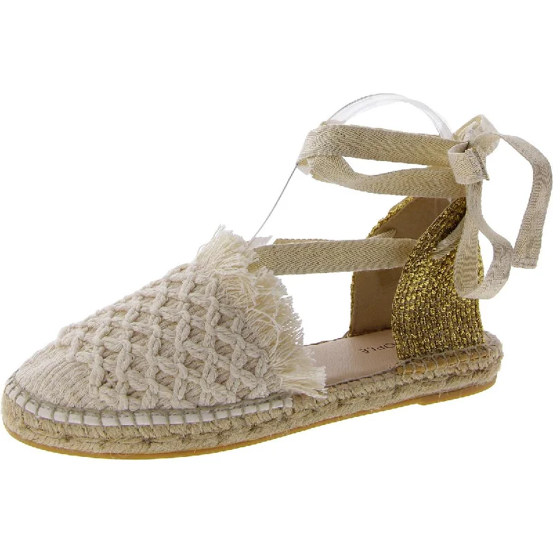 Free People Womens Vida Espadrille Wrap Metallic Padded Insole Lace Up Flats