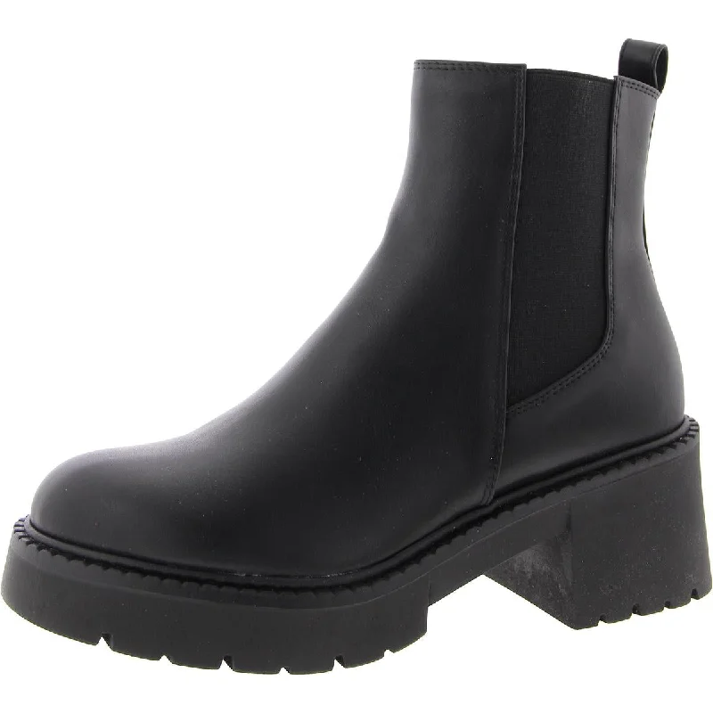 Tactic Womens Faux Leather Round Toe Chelsea Boots