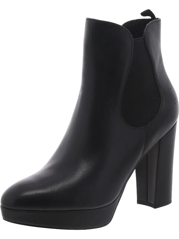 Womens Faux Leather Pull On Ankle Boots