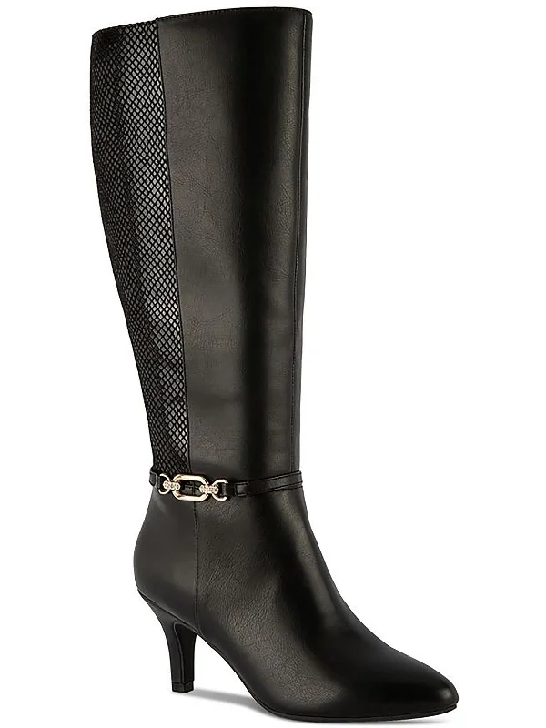 Freylyn Womens Faux Leather Snake Print Knee-High Boots