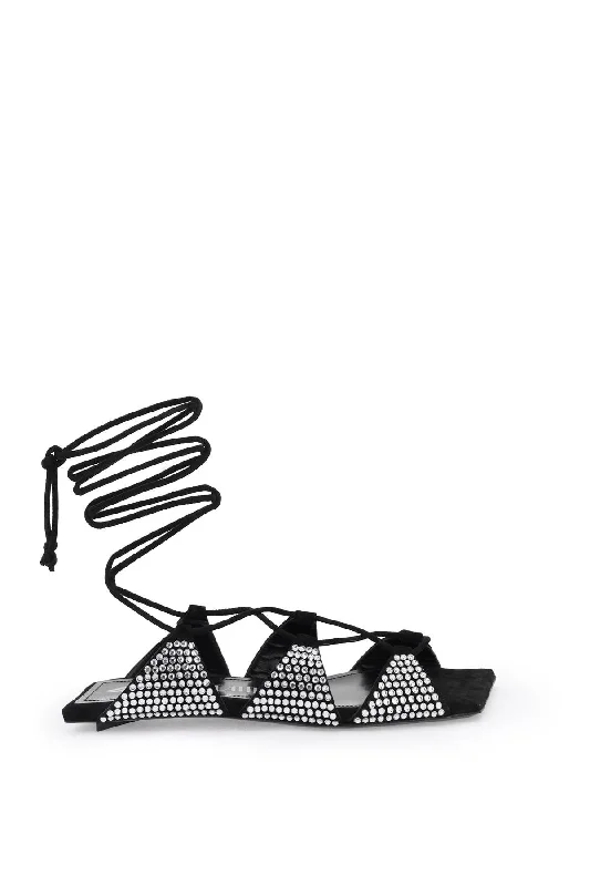 THE ATTICO Summer Chic Rhinestone-Embellished Suede Sandals