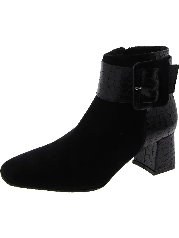 Womens Suede Square Toe Ankle Boots