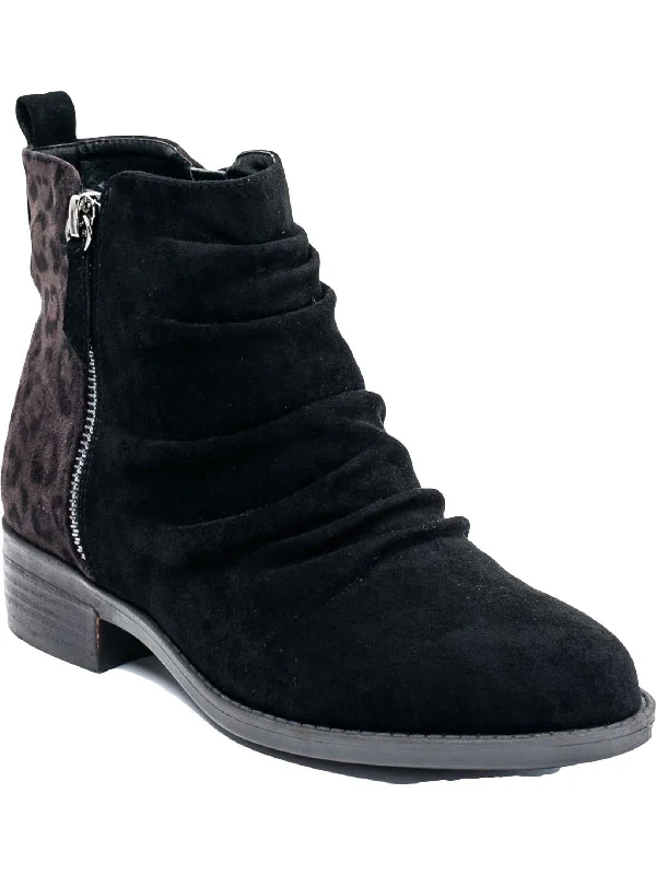 Nori Womens Faux Suede Zipper Ankle Boots