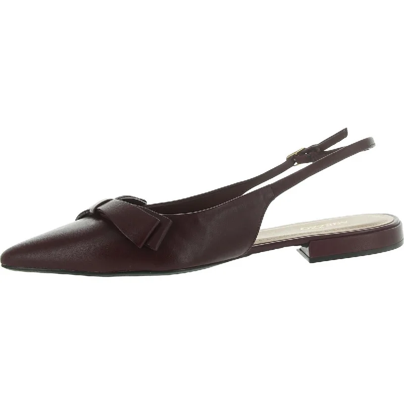 Arezzo Womens Eliza Leather Buckle Ballet Flats