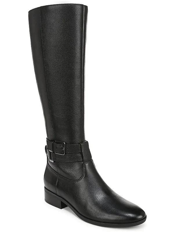 Rory Womens Leather Buckle Knee-High Boots