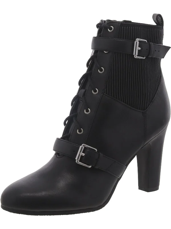 Skylar Womens Zipper Block Heel Ankle Boots