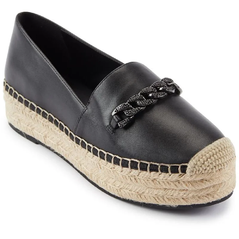 Karl Lagerfeld Paris Womens Mox Leather Emebllished Espadrilles