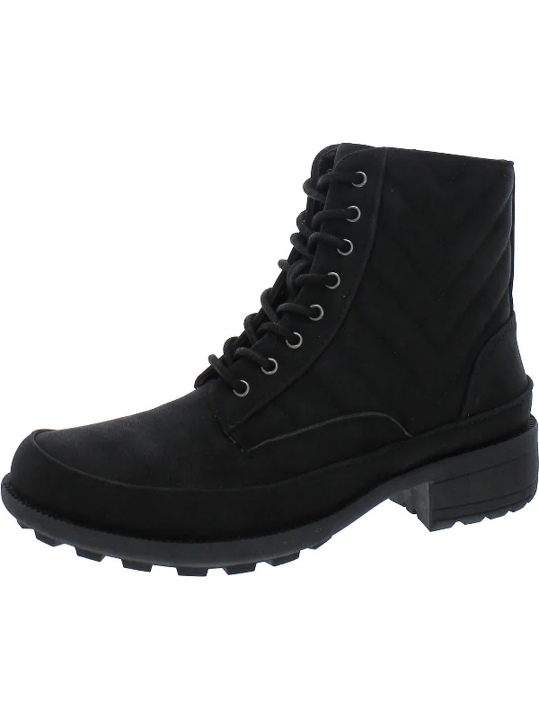 Elsie Womens Zipper Man Made Combat & Lace-Up Boots