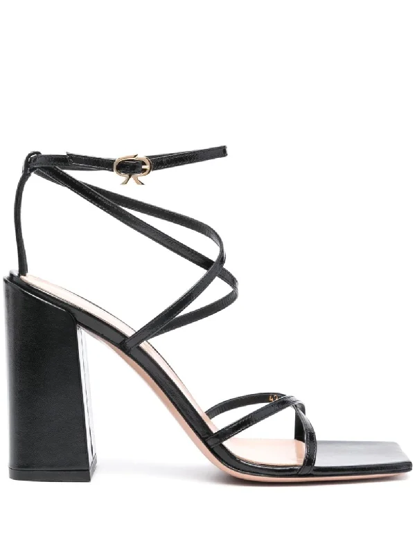 GIANVITO ROSSI High Block Heel Crossover Strap Sandals