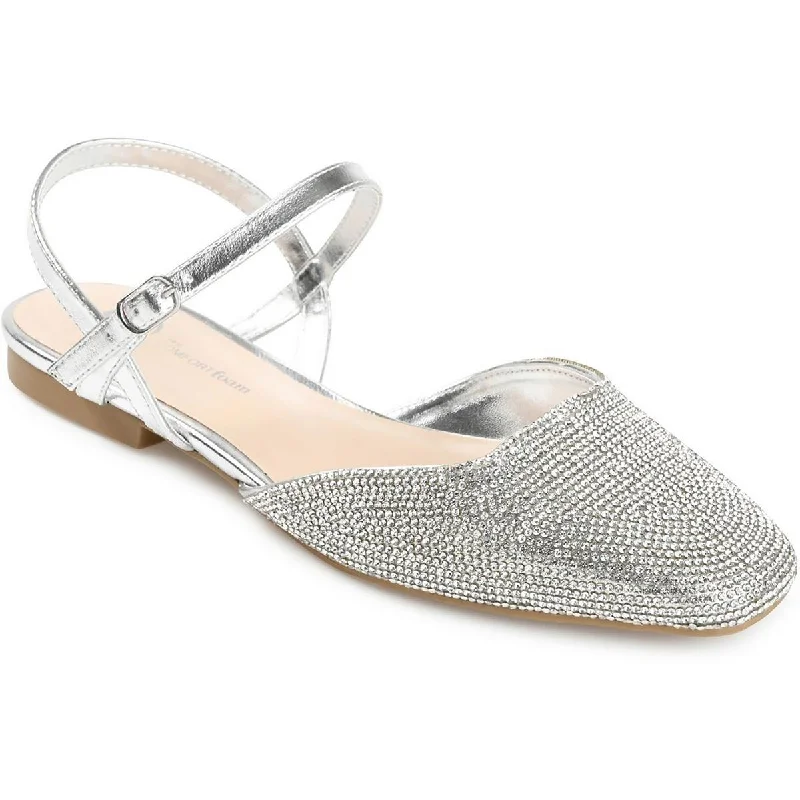 Journee Collection Womens Metallic Rhinestone Slingbacks