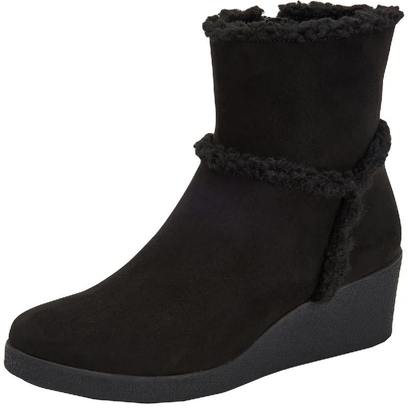 Jordanyy Womens Suede Ankle Wedge Boots