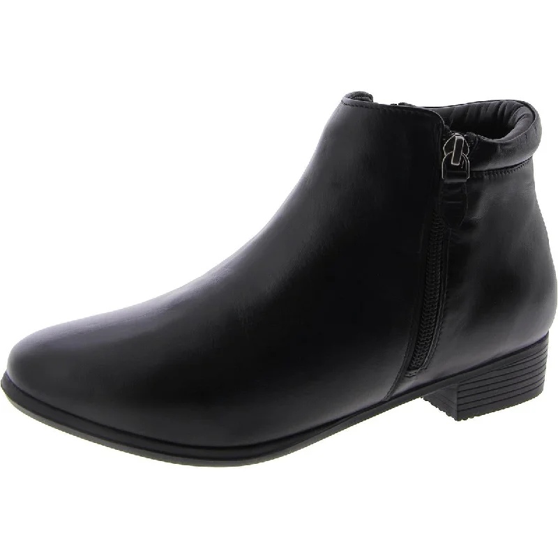 Aspen Womens Leather Round Toe Ankle Boots