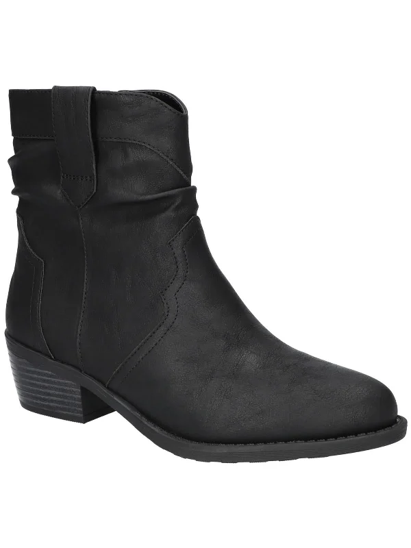 Jae Womens Faux Leather Western Ankle Boots