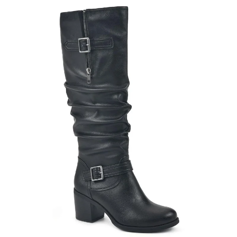 Desirable Womens Faux Leather Wide Calf Knee-High Boots