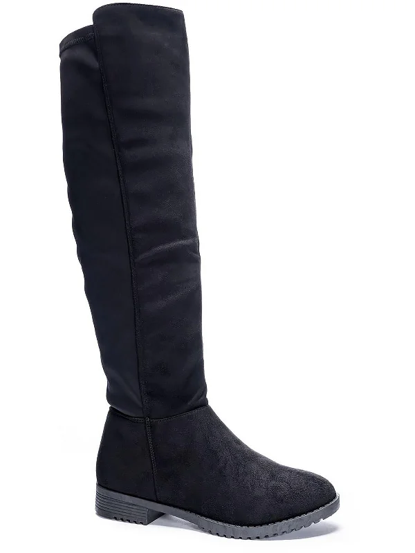 Filmore Womens Faux Suede Block Heel Over-The-Knee Boots