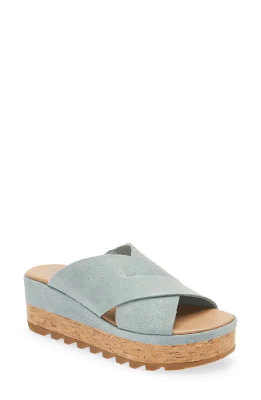 Cameron Flatform Mule In Crushed Blue, Sea Salt