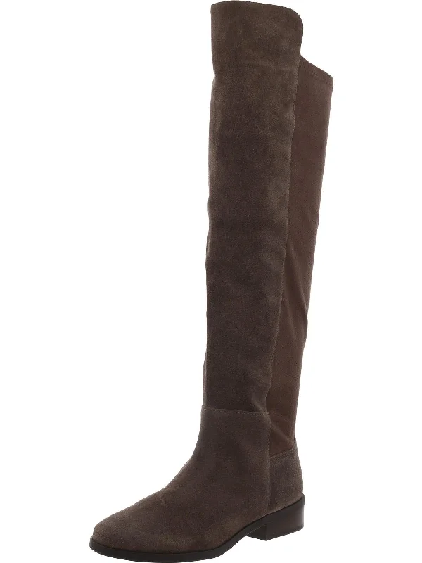 Womens Faux Suede Round toe Knee-High Boots