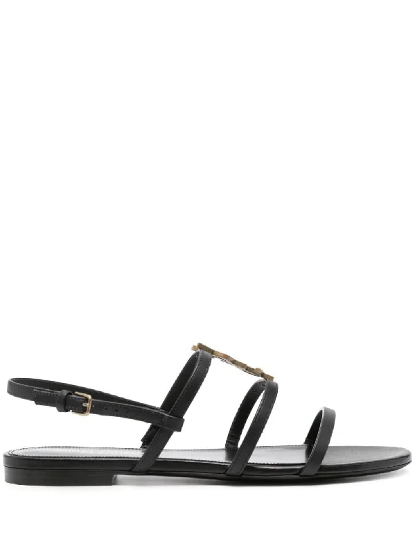 SAINT LAURENT Cassandre Mini Plaque Sandals