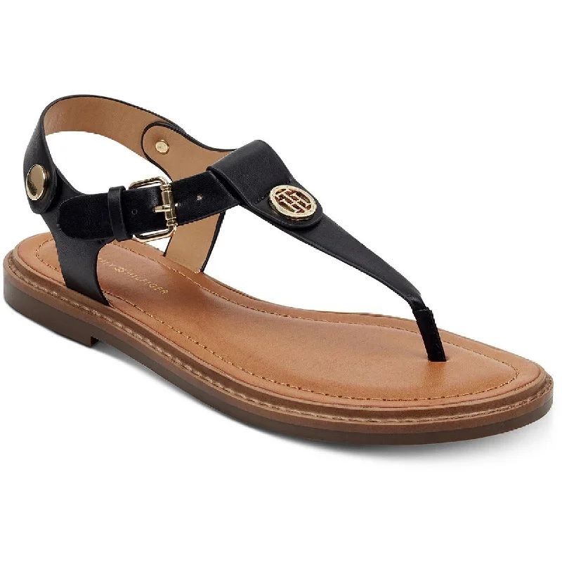 Tommy Hilfiger Womens Bennia Faux Leather Sling Back Thong Sandals