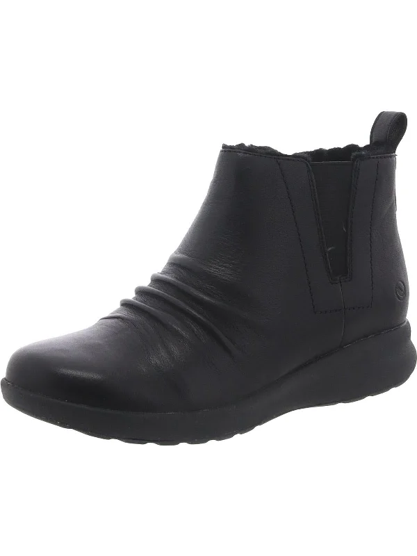 Un Adorn Mid 2 Womens Leather Gathered Ankle Boots