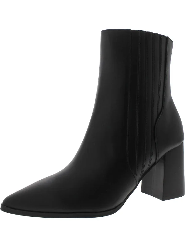 Indi Womens Leather Pointed Toe Ankle Boots