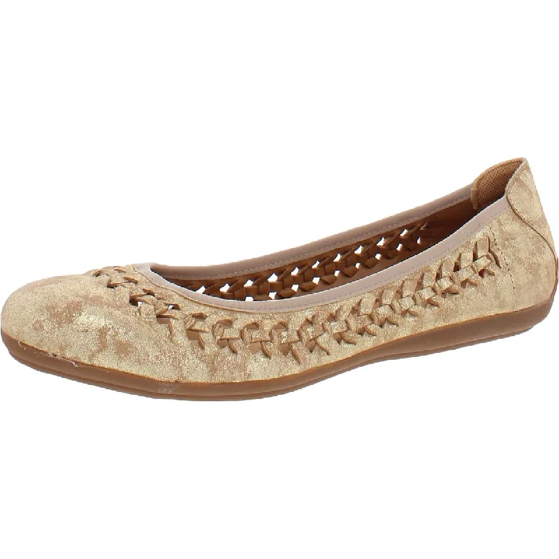 Comfortiva Womens Metallic Round Toe Ballet Flats