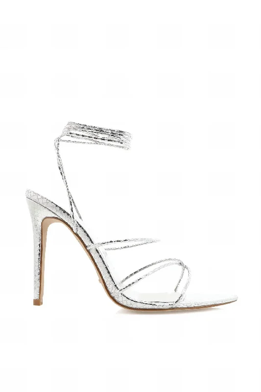 Perouze Heels In Silver Scale