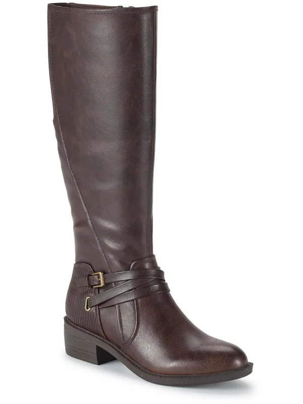 STRATFORD Womens Faux Leather Wide Calf Knee-High Boots