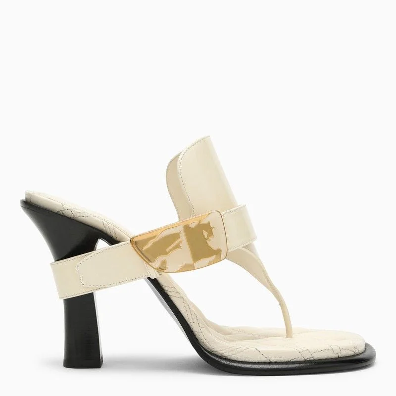 BURBERRY Mini Leather Heeled Thong Sandals