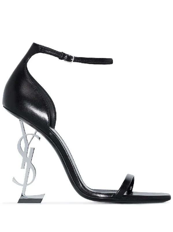 SAINT LAURENT Textured Leather 110MM Heeled Sandals