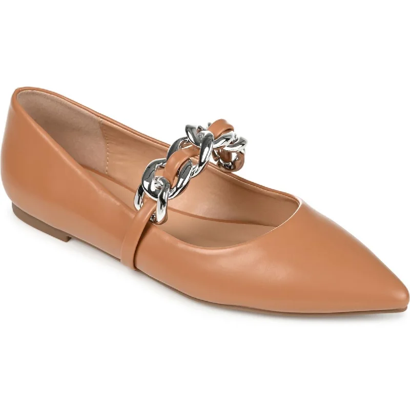 Journee Collection Womens Faux Leather Chain Flat Shoes