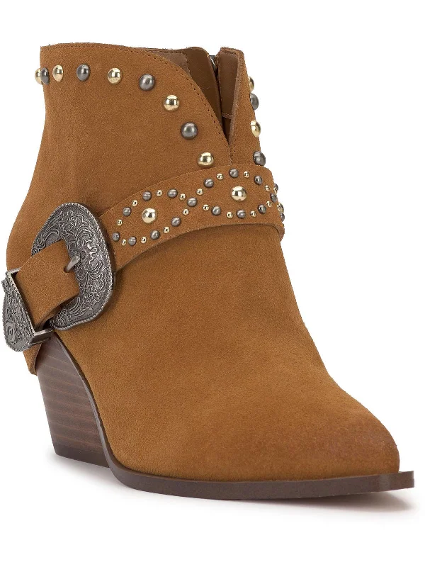 Pivvy Womens Suede Studded Cowboy, Western Boots