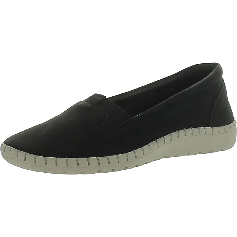 Easy Street Womens Leather Slip On Ballet Flats