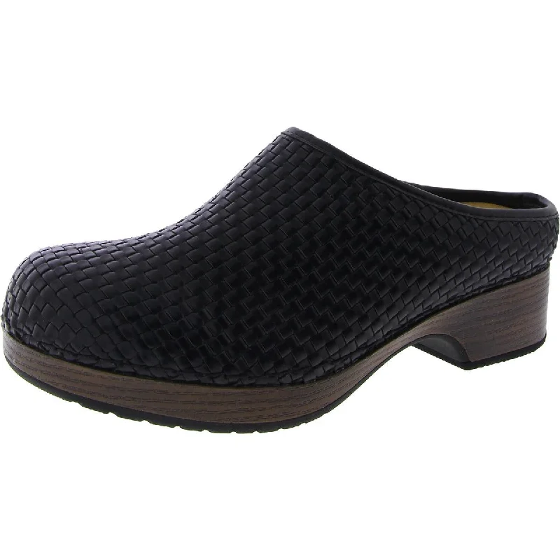 Easy Works by Easy Street Womens Soleia Faux Leather Woven Clogs